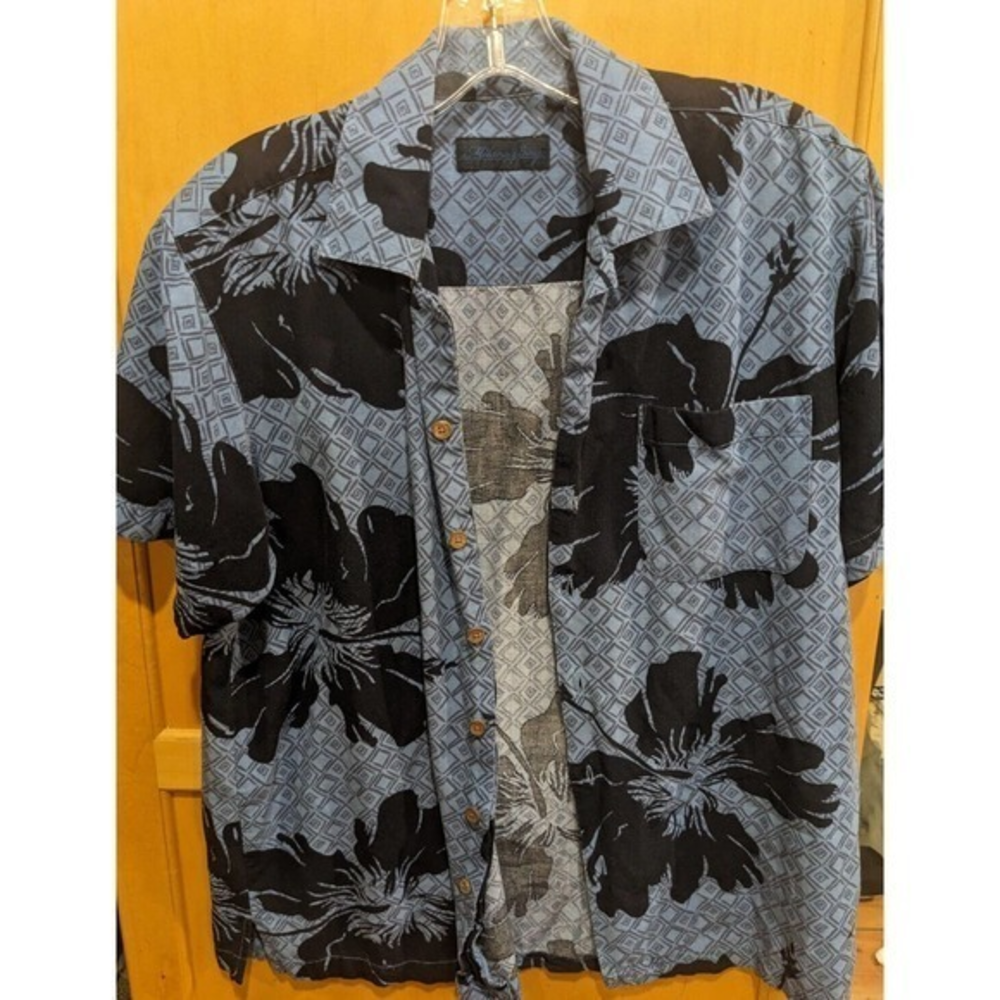 Milano‎ Bay Hawaiian Shirt Mens medium Multicolored Cotton Blend Aloha flowers